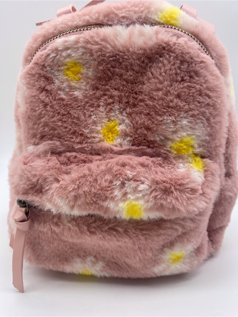 art class Dusty Pink Faux-Fur Backpack with Yellow Spot Accents